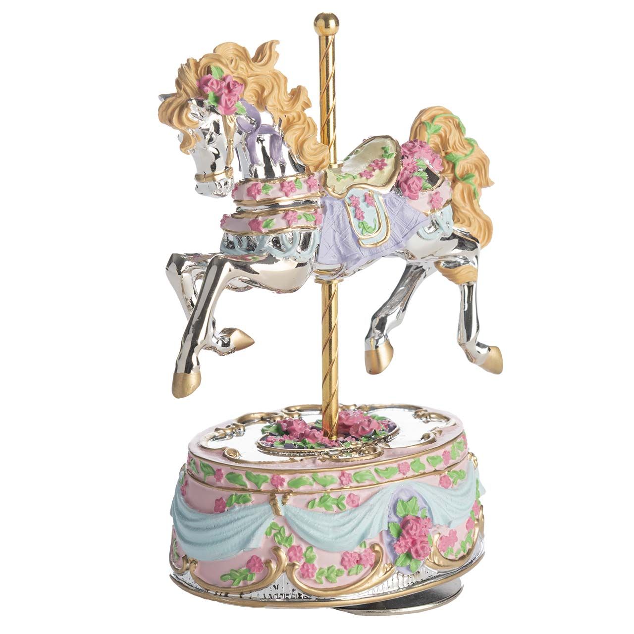CAVALLO GIREVOLE CON CARILLON h. 18 ROSA